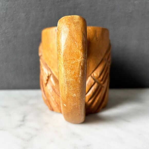 Vintage Wooden TIki Warrior God Ku Mug Hawaiian Polynesian Hand Carved Cup - Picture 3 of 6